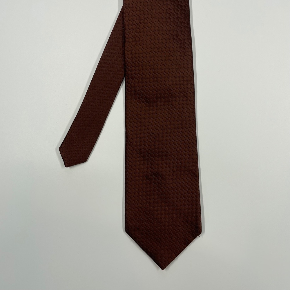 Unbranded Brown Textured Silk Hand Made Necktie Mens OS